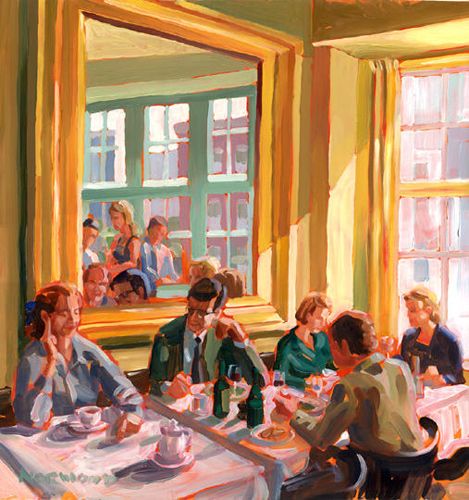 469x500 Paul Norwood 30x34 Painting Of Sf Restaurant Scene. Love This - Restaurant Painting