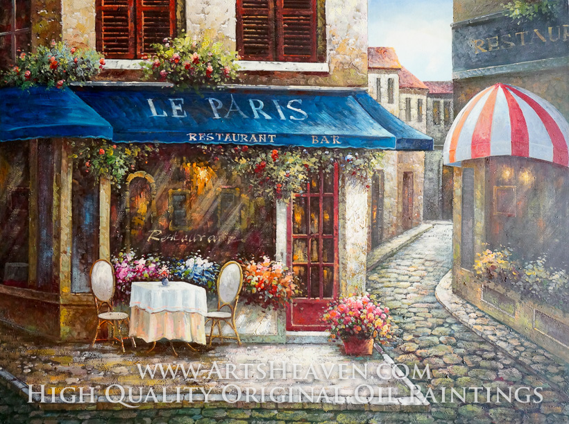 820x611 Reproduction Painting Various Artist Le Paris Restaurant Bar, Hand - Restaurant Painting