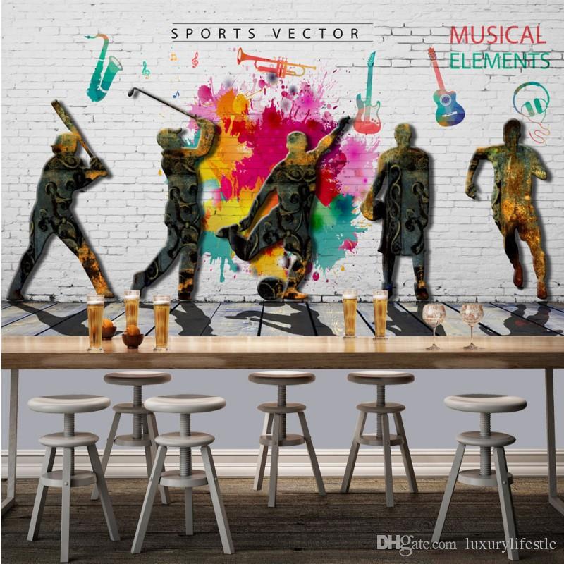 800x800 3d Fashion Retro Graffiti Sports Music Theme Restaurant Background - Restaurant Wall Painting