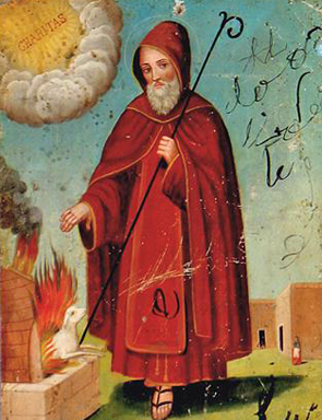 295x384 Filetin Retablo Santa Painting, San Francisco De Paula, Mexico - Retablo Painting