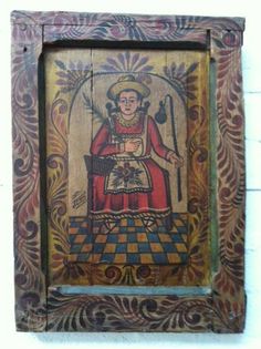 236x315 Nuestra De La Cueva Santa A Mexican Retablo Painting Of Our - Retablo Painting