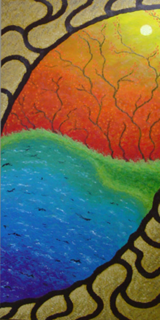 320x640 John Bishop Artwork Retinal Reflection Original Painting Oil - Retinal Painting