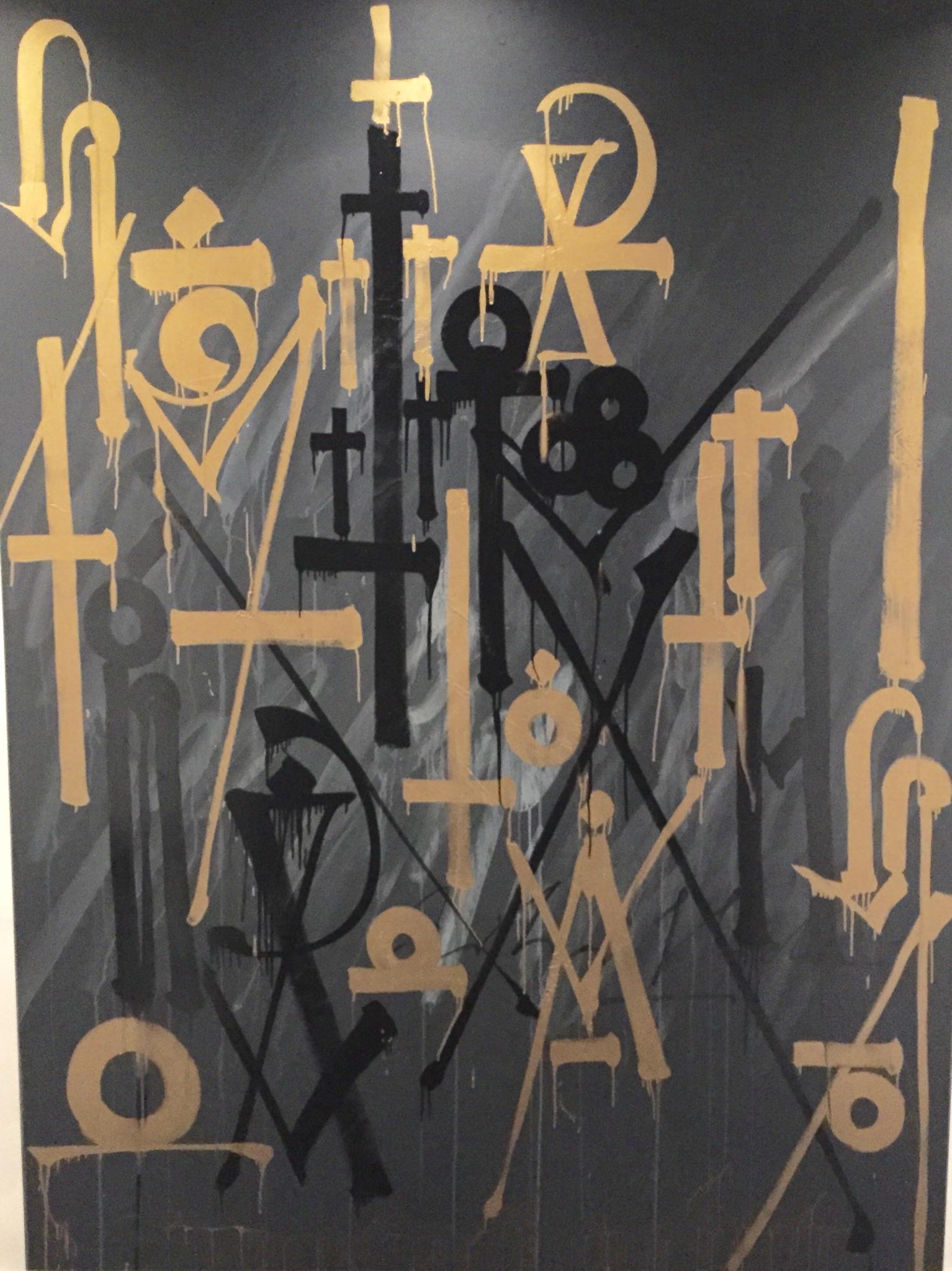 1534x2048 Untitled (Black And Gold) By Retna - Retna Painting