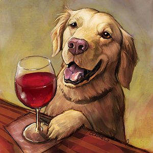 300x300 Golden Retriever Paintings Pixels - Retriever Painting