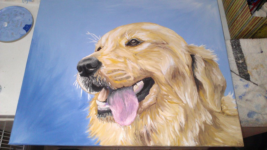 1024x575 Golden Retriever Practice Painting By Drawingmaster1 - Retriever Painting