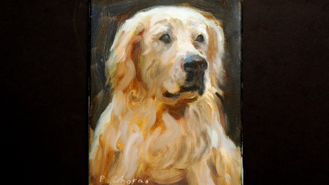 1280x720 Golden Retriever Real Time Painting Demonstration Paint Faster - Retriever Painting