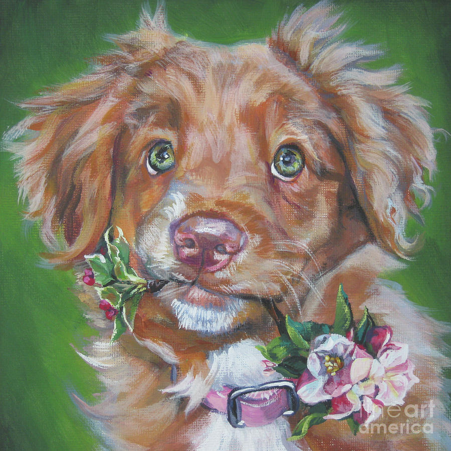 900x900 Nova Scotia Duck Tolling Retriever Puppy Painting By Lee Ann Shepard - Retriever Painting