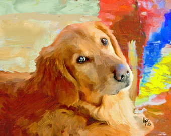 340x270 Golden Retriever Art Golden Retriever Dog Art Art Retriever - Retriever Painting