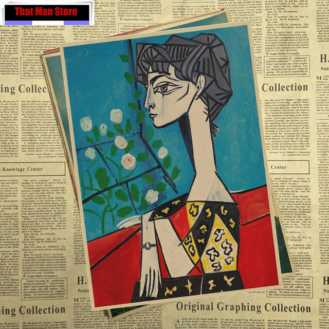 640x640 Picasso Jacqueline And Flowers Nostalgic Retro Painting Poster - Retro Painting