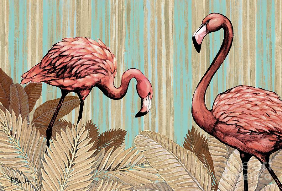900x608 Retro Flamingo Painting By Paul Brent - Retro Painting