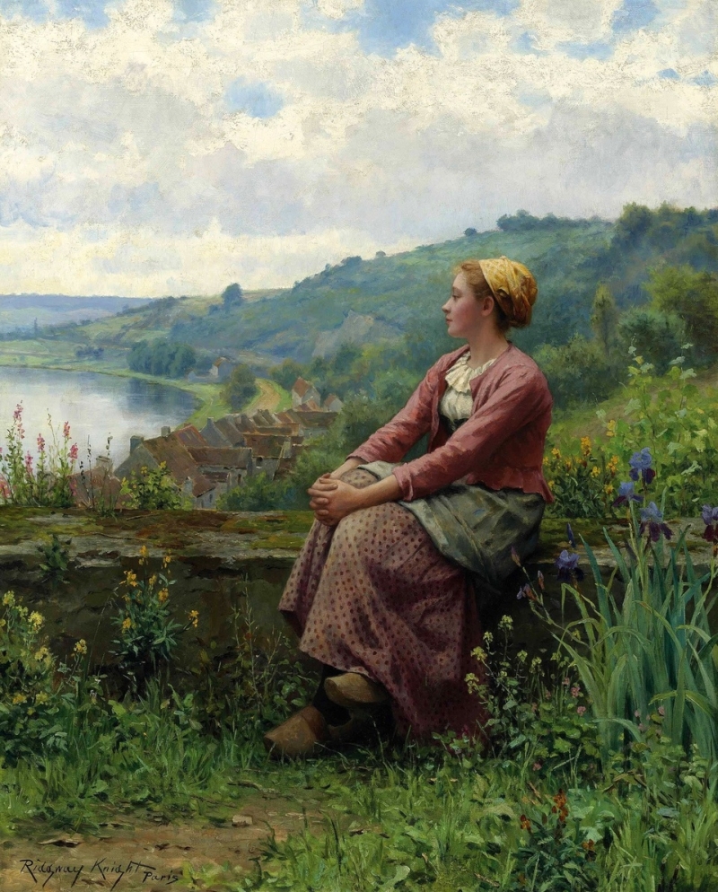 800x994 Reverie Painting Daniel Ridgway Knight Oil Paintings - Reverie Painting