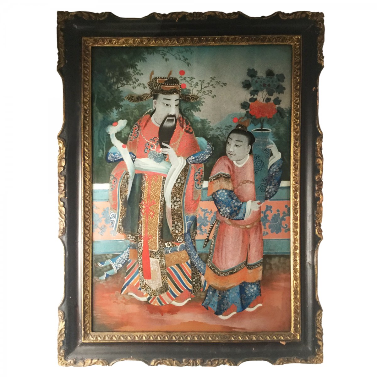 1200x1200 Chinese Export Reverse Glass Painting, China Circa 1840 60 - Reverse Glass Painting