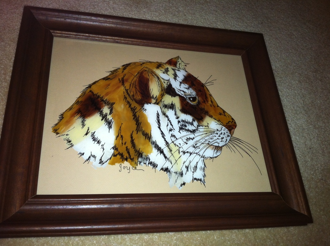 1071x800 Jan Reverse Glass Tiger - Reverse Glass Painting