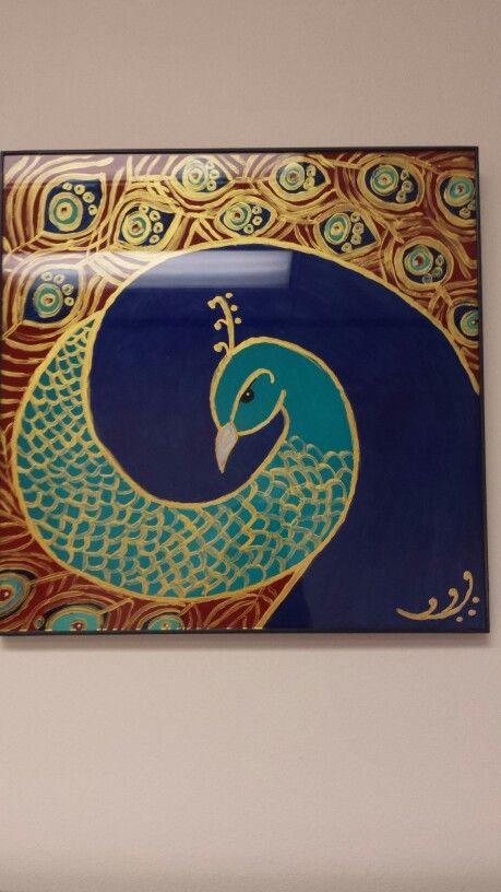 459x816 Peacock Painting On Glass, Reverse Painting With Acrylic My Work - Reverse Painting On Glass With Acrylics