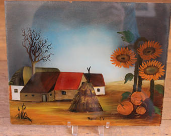 340x270 Reverse Paint Glass Etsy - Reverse Painting On Glass With Acrylics