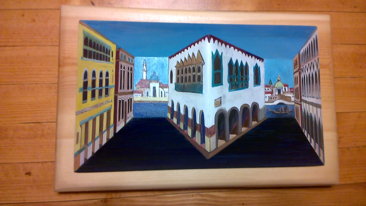 1280x720 Venice Gouache Painting On Wood In Reverse Perspective - Reverse Perspective Painting