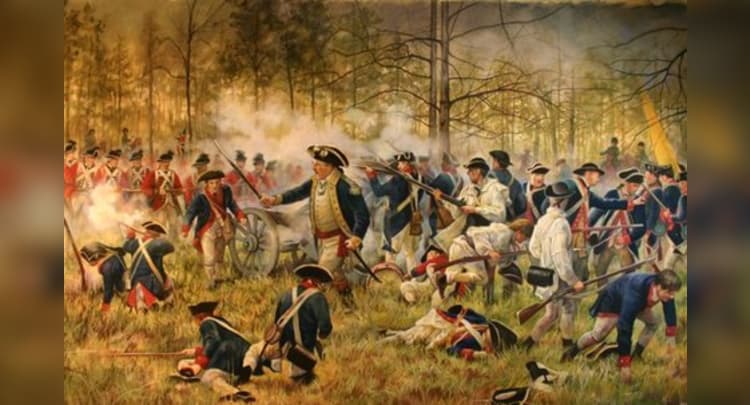 750x405 The Saratoga Campaign In The Revolutionary War Argunners - Revolutionary War Battle Painting