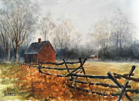 570x414 Old Farm House Painting Wick House Revolutionary War - Revolutionary War Painting