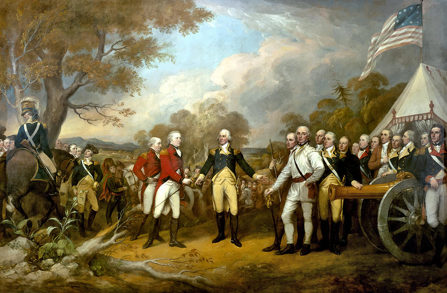 900x591 The Surrender Of General Burgoyne Painting By War Is Hell Store - Revolutionary War Painting