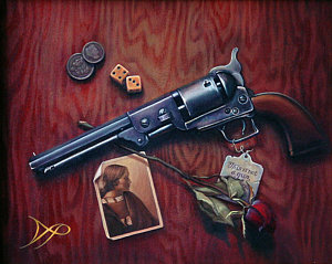 300x239 Handgun Paintings Fine Art America - Revolver Painting