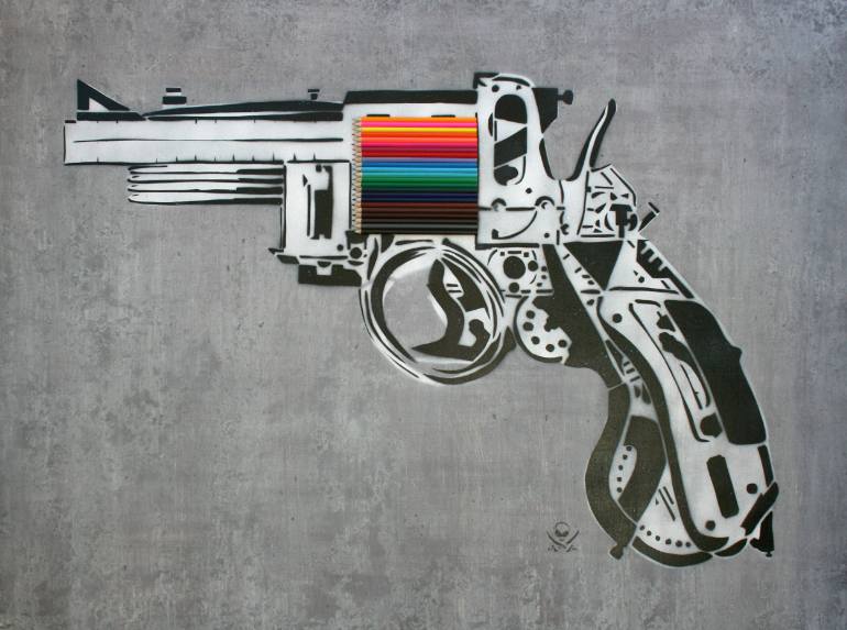 770x573 Saatchi Art Creative Gun Painting By Mark Fitz - Revolver Painting