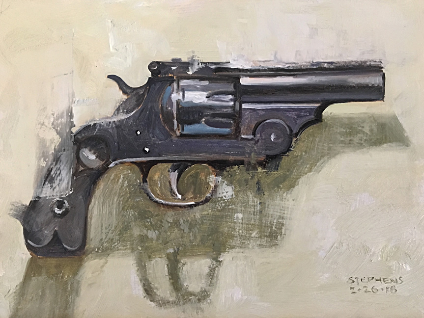 863x648 Daily Painting Old Gun - Revolver Painting