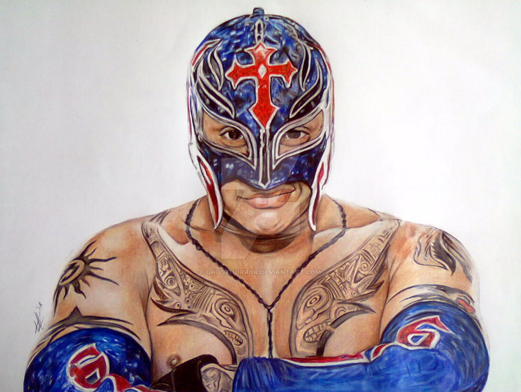 1024x771 Rey Mysterio Portrait By Ghosthorror - Rey Mysterio Painting