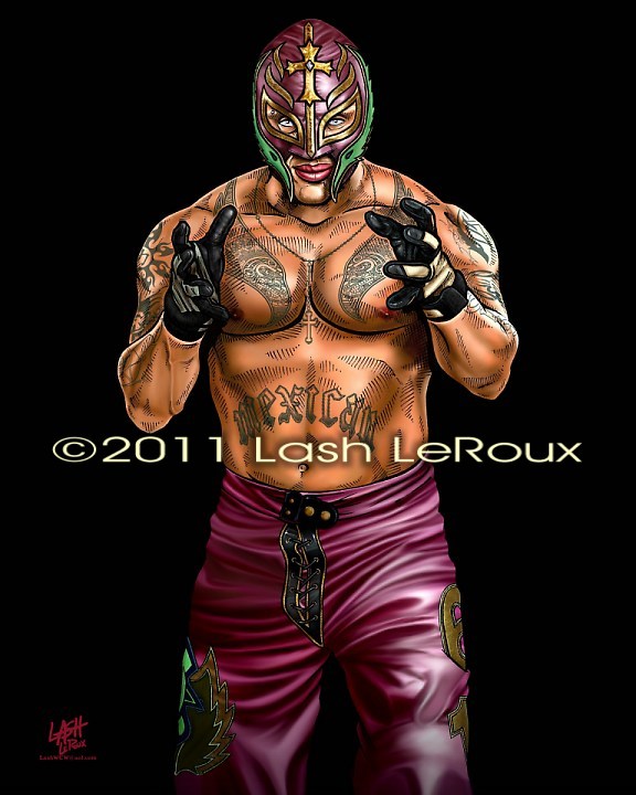576x720 Ragin' Cajun Creations Rey Mysterio Final Art - Rey Mysterio Painting