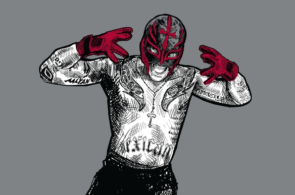 584x387 Rey Mysterio Respect The Mask Logo By Awesome Creator 2008 - Rey Mysterio Painting