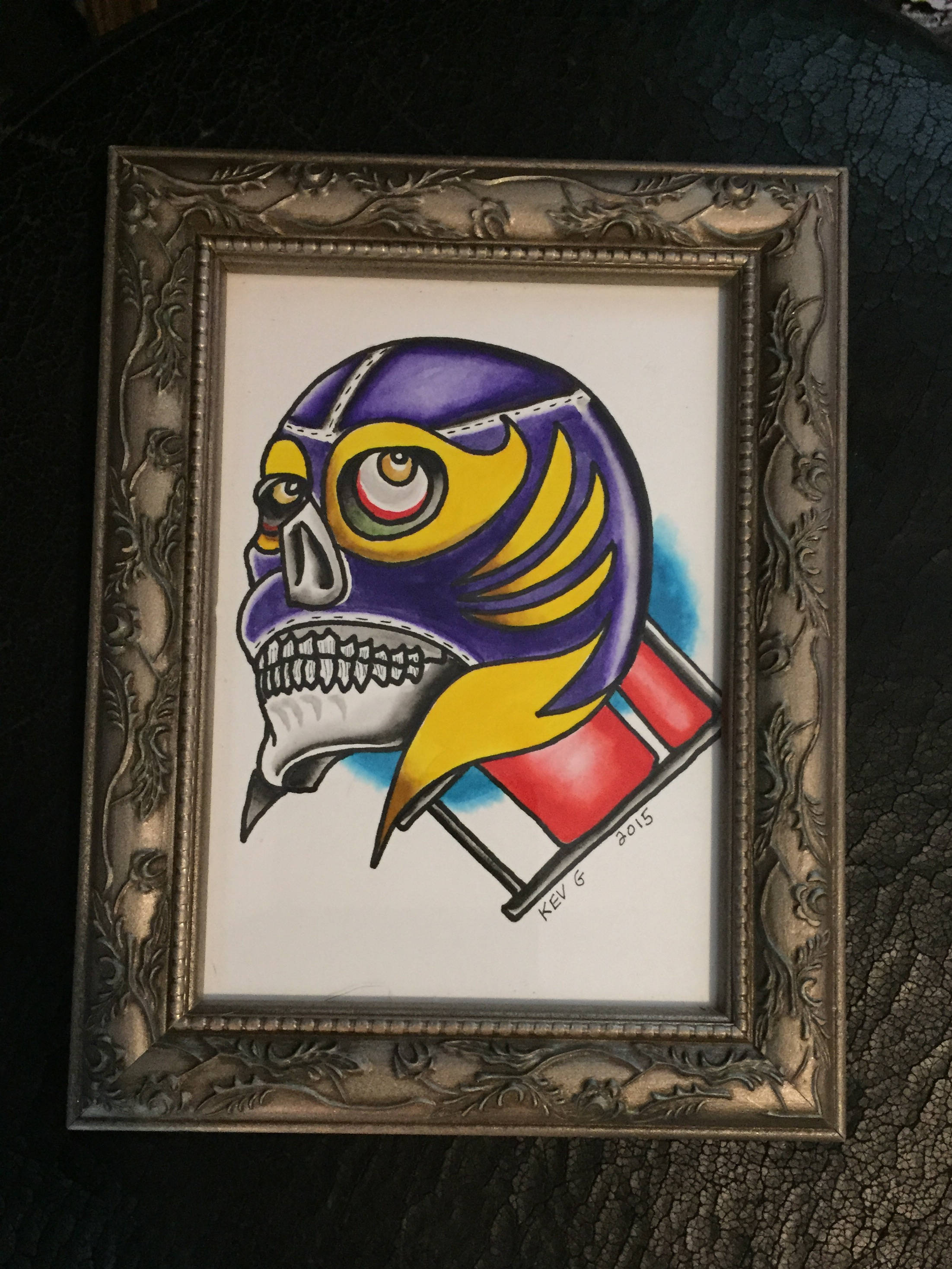 2203x2937 Folding Chair Lucha Luchalibre Watercolor Art Painting Framed - Rey Mysterio Painting