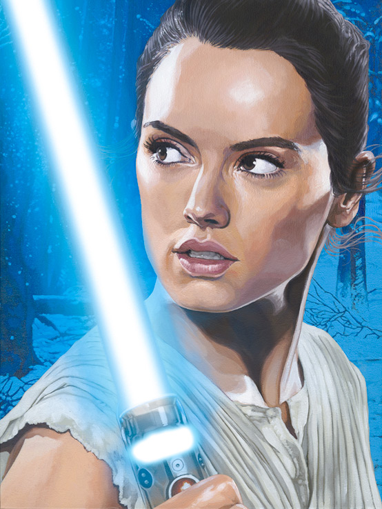 554x738 Print Star Wars Rey, Reluctant Warrior, Artists Proof (Official - Rey Star Wars Painting