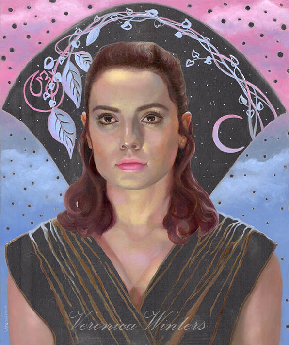 596x710 Rey, Star Wars Art Veronica Winters Romantic Paintings Of Women - Rey Star Wars Painting