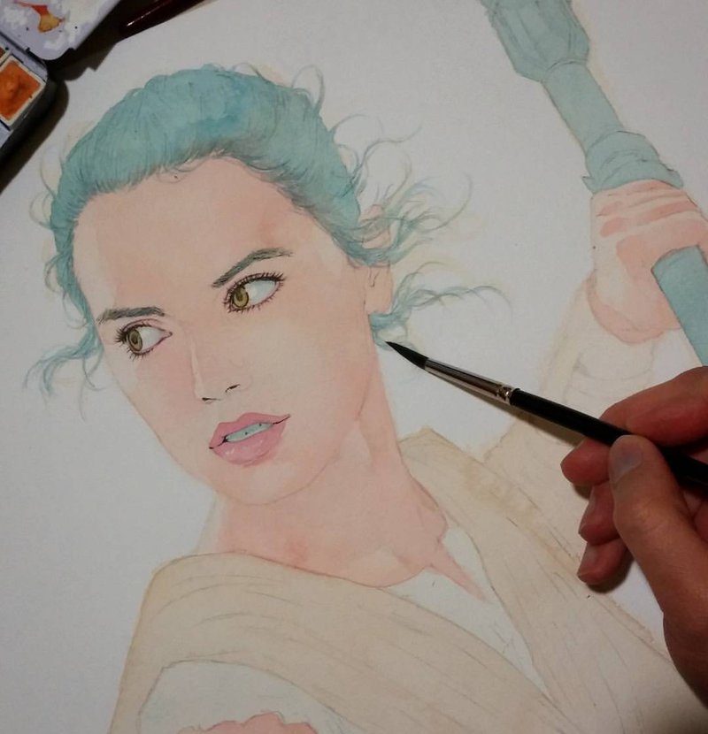 800x830 Rey (Star Wars) Wip By Trunnec - Rey Star Wars Painting