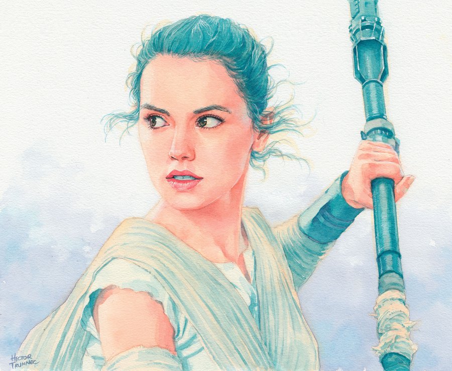 900x739 Rey (Star Wars) By Trunnec - Rey Star Wars Painting