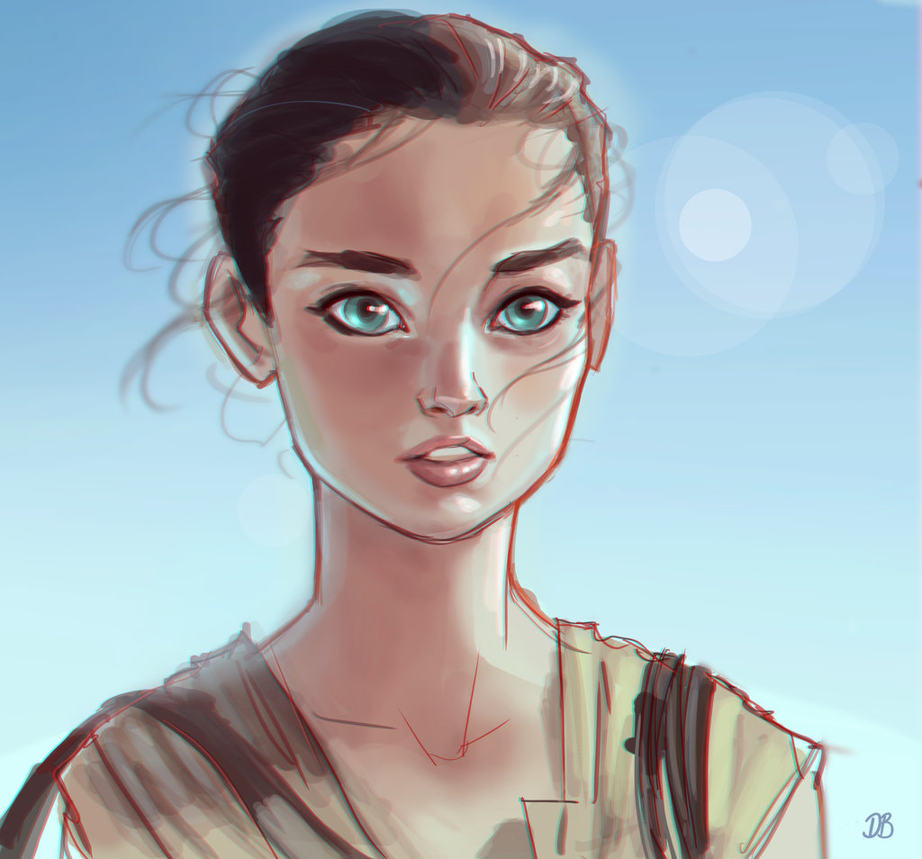 1024x954 Rey - Rey Star Wars Painting