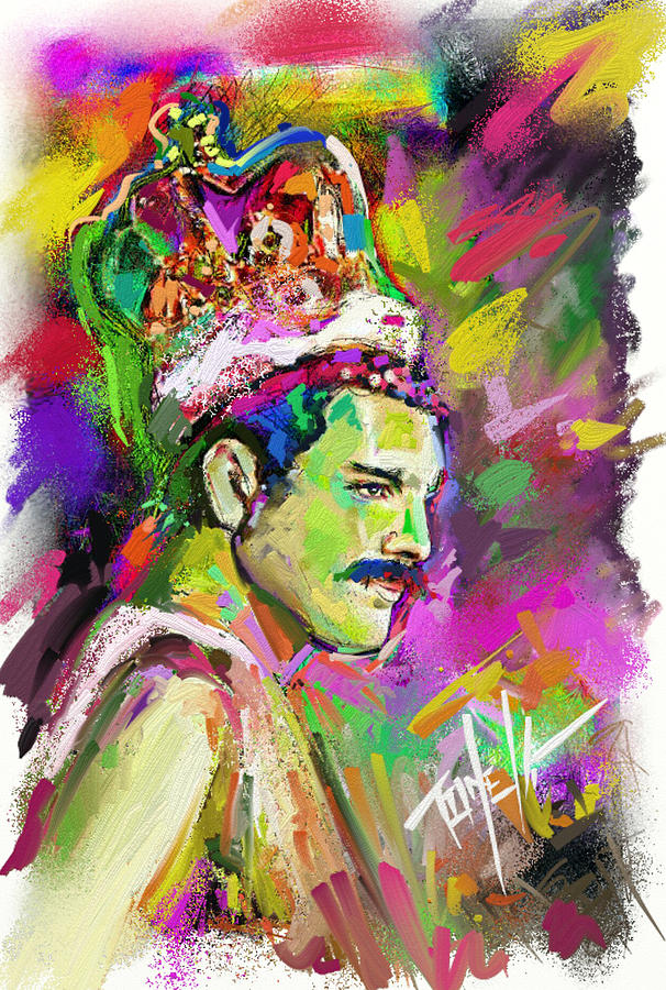 606x900 Freddie Mercury, Bohemian Rhapsody Painting By Mark Tonelli - Rhapsody Painting