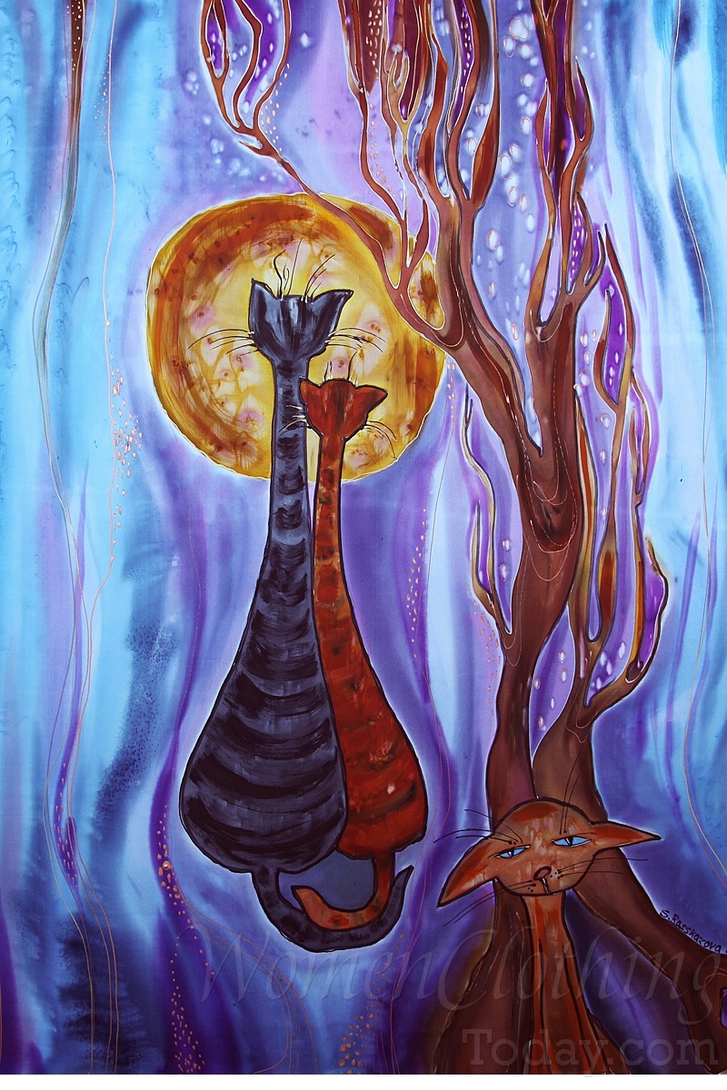 800x1200 Silk Painting Moon Rhapsody In Blue - Rhapsody Painting