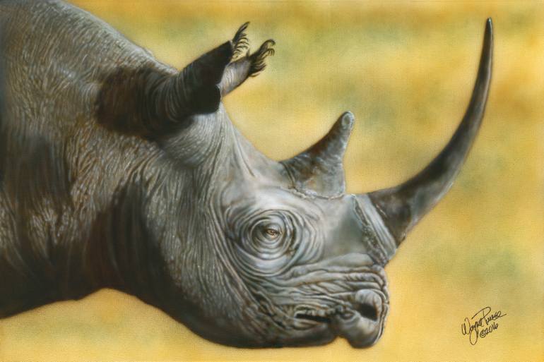 770x513 Saatchi Art White Rhino Painting By Wayne Pruse - Rhino Painting