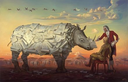 440x282 Vladimir Kush Genealogy Of White Rhino Painting Anysize 50% Off - Rhino Painting