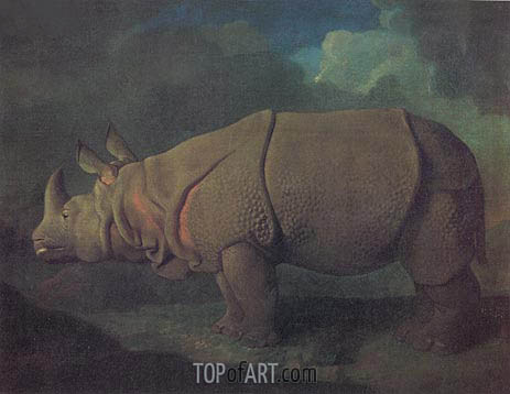 463x358 Rhinoceros George Stubbs Painting 3080 Topofart - Rhinoceros Painting