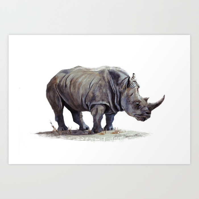 700x700 Rhinoceros Painting Art Print By Didihigginbotham Society6 - Rhinoceros Painting
