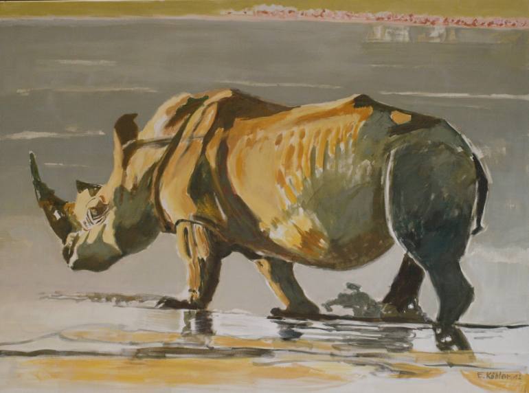 770x572 Saatchi Art The Rhinoceros Painting By Ela - Rhinoceros Painting