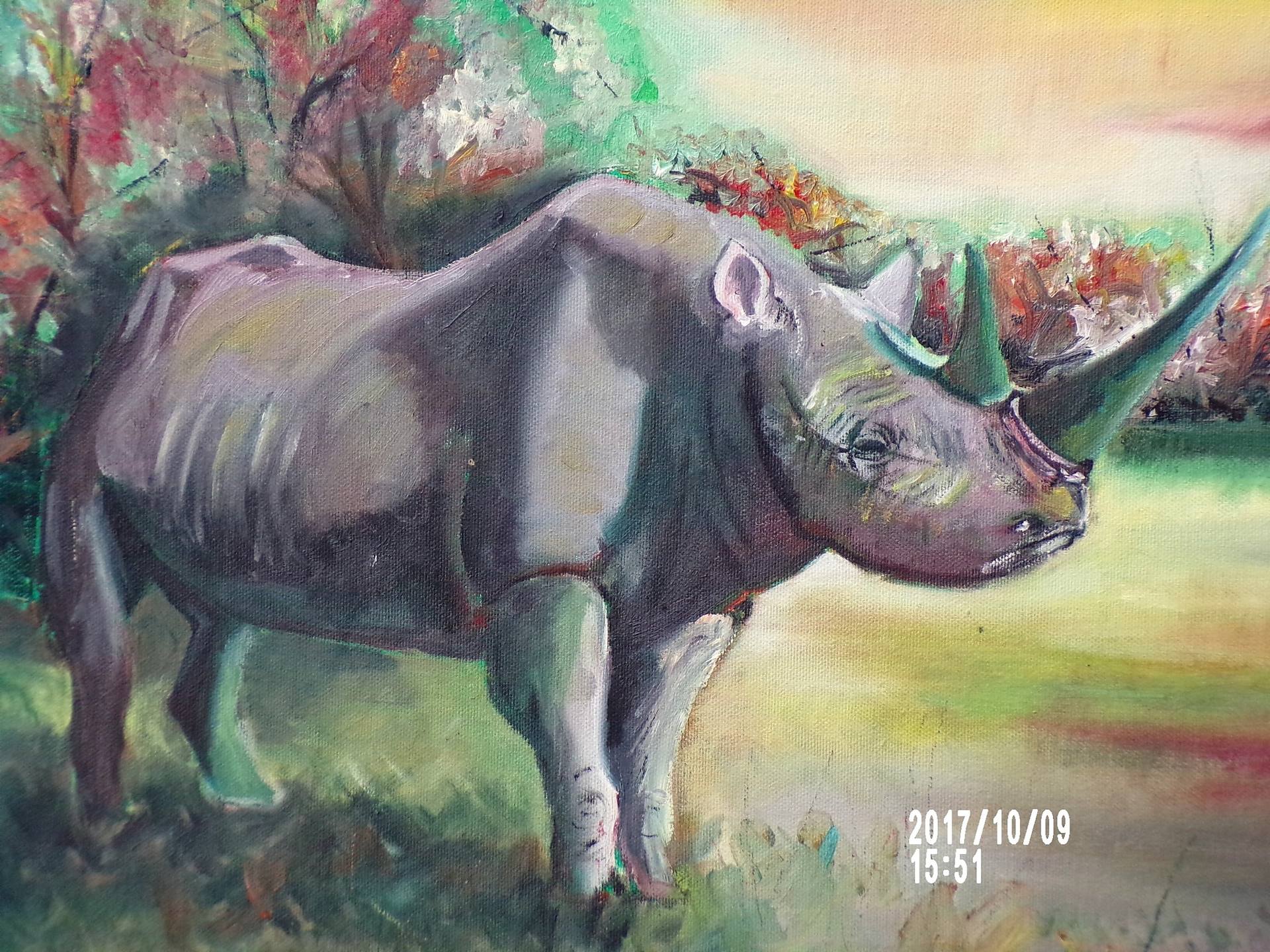 1920x1440 Saatchi Art Rhinoceros Painting By Simon Savovic - Rhinoceros Painting