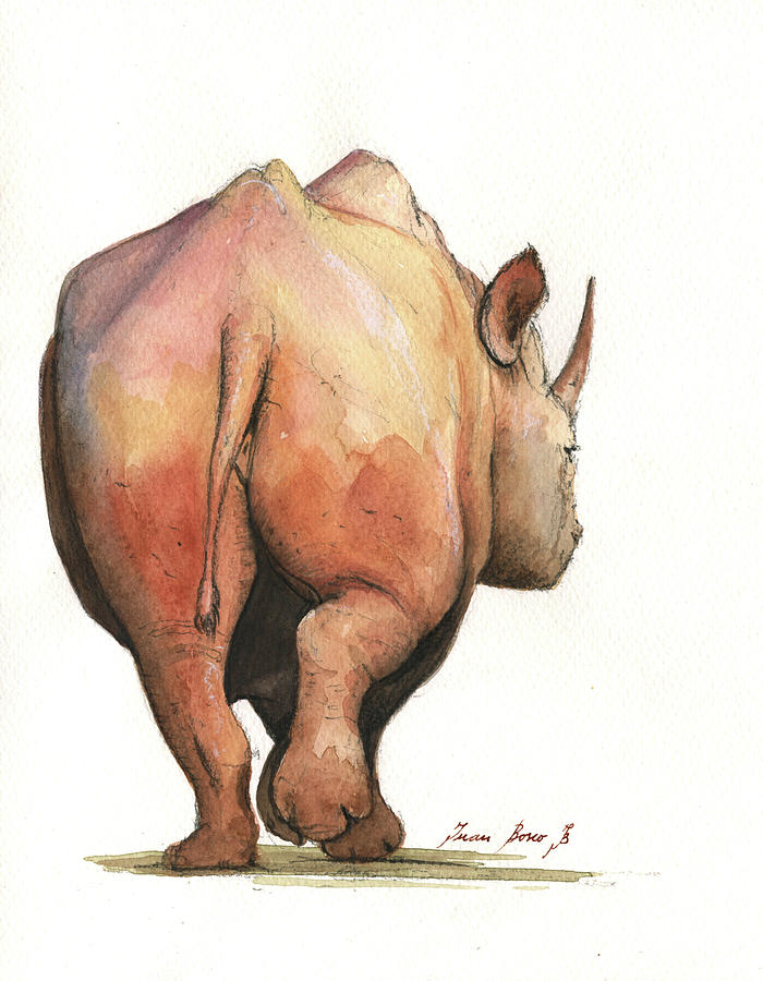 700x900 Rhino Back Painting By Juan Bosco - Rhinoceros Painting