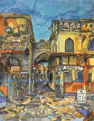 391x500 The Art Gallery, Painting Of Island Of Rhodes, Greece Painting - Rhodes Painting