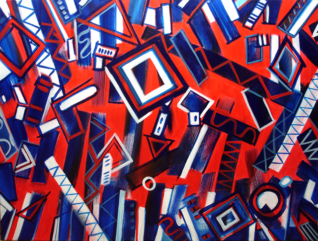 640x485 Lynda Lehmann Artwork Rhythm In Blues Original Painting Acrylic - Rhythm Painting