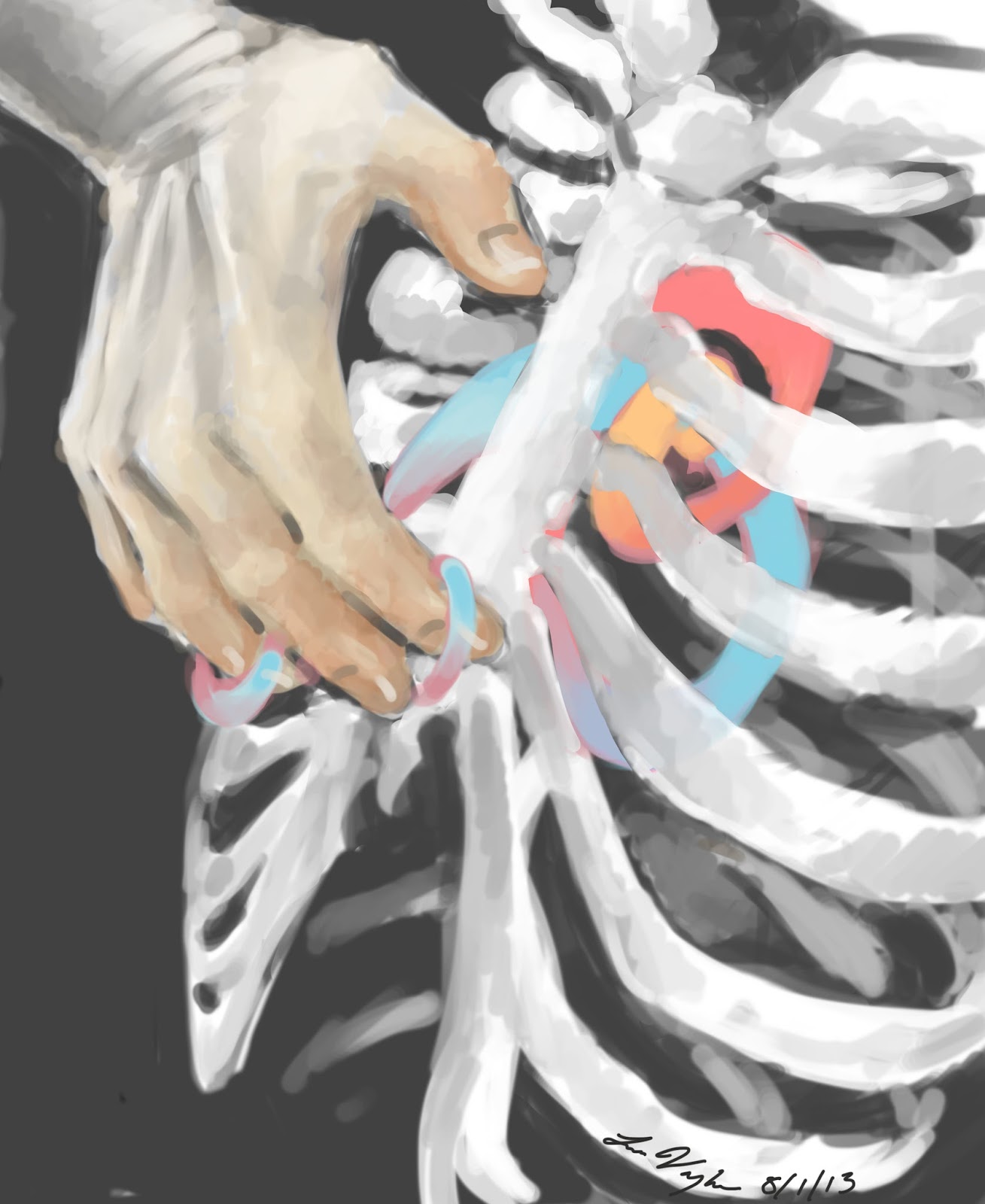 1309x1600 Off Kilter Sunsets Rib Cage - Rib Cage Painting