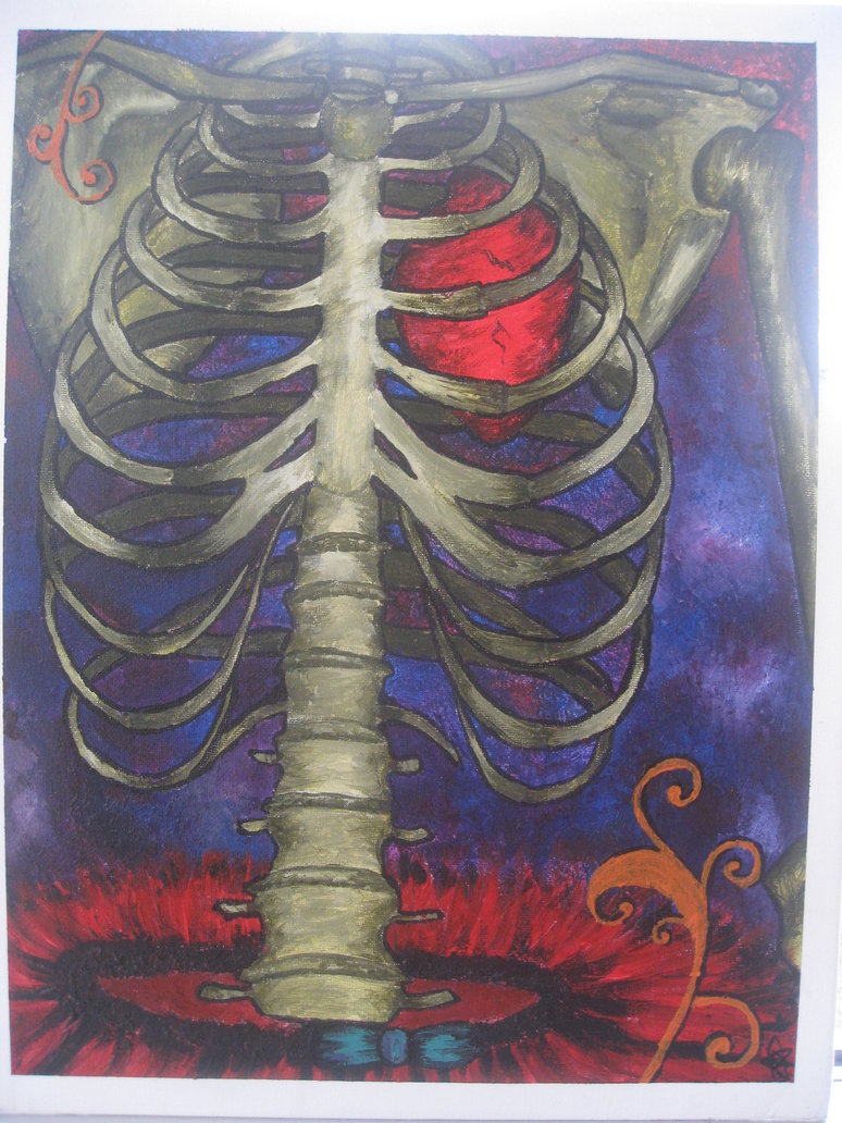 774x1032 Rib Cage With Heart By Red Rivet - Rib Cage Painting