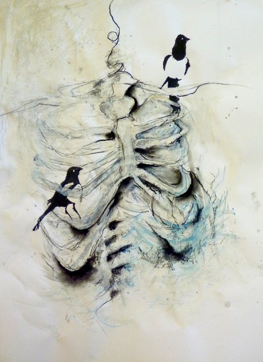 523x720 Ribcage Birdcage By Bi Nx - Rib Cage Painting