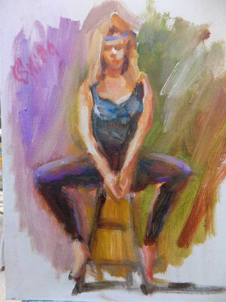 770x1027 Saatchi Art Blue Ribbon. Painting By Olena Skiba - Ribbon Painting